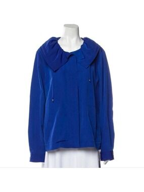 ST. JOHN Blue Light High Collar Zip Up Jacket Women's Size Medium